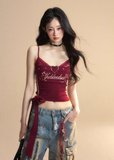 Slim Fit Red V-Neck Summer Top