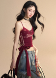 Slim Fit Red V-Neck Summer Top