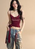 Slim Fit Red V-Neck Summer Top