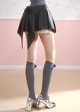 A-line pleated skirt for slimming hip ribbon skirt