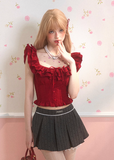 A-line pleated skirt for slimming hip ribbon skirt