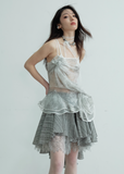 Gray Lace Spliced Irregular Half Skirt