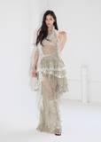 Leaf Embroidered Halter Tank & Skirt Set