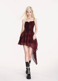 Irregular Red Strap Dress – Romantic Dark Style