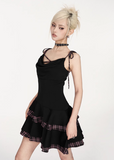 Plaid Crisscross Strap Mini Dress