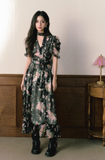 Floral v-neck chiffon dress