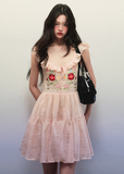 Pure cotton flower embroidery dress