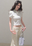 Sunset Diamond Waist Polo Collar Top