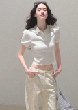 Sunset Diamond Waist Polo Collar Top