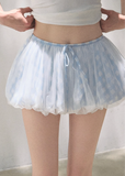 Soft Mesh Grid Puff Flower Bud Skirt