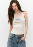 Wool Flower Lace Two-Way Chest Wrap Halter Top