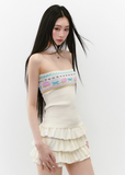 Wool Flower Lace Two-Way Chest Wrap Halter Top