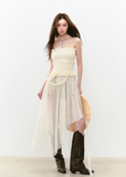 Elegant Irregular Mesh Chest-Wrap One-Shoulder Dress