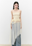 Elegant Irregular Mesh Chest-Wrap One-Shoulder Dress