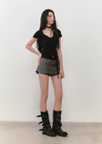 Embroidered Belted Suit Skirt Pants