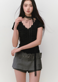 Embroidered Belted Suit Skirt Pants