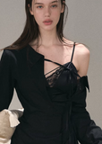 Black and light Lace-Up Dress