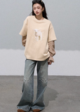 Burnt Flower Wide-Leg Jeans