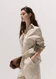 High-Sense Contrast  Faux Two-Piece Shirt & Wide-Leg Pants Set