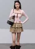One-Shoulder Tie Bandeau Top & Cardigan Set  Slim Fit Edit