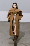 Silhouette Woolen Overcoat  Detachable Scarf Detail