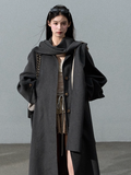 Silhouette Woolen Overcoat  Detachable Scarf Detail