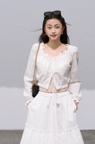 Preppy Cotton Strap Shirt & Layered Skirt Set