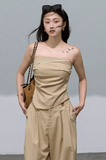 One-Shoulder Cinched Top & Wide-Leg Pants Set