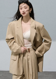 Textured Khaki Suit Jacket