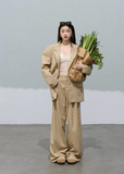 Textured Khaki Suit Jacket