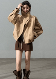 Contrast Spliced Cotton Skirt
