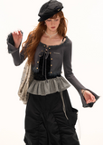 Gray Cropped Knitwear