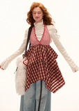 Red Plaid Layer Dress
