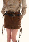 Double-Waist Denim Mini