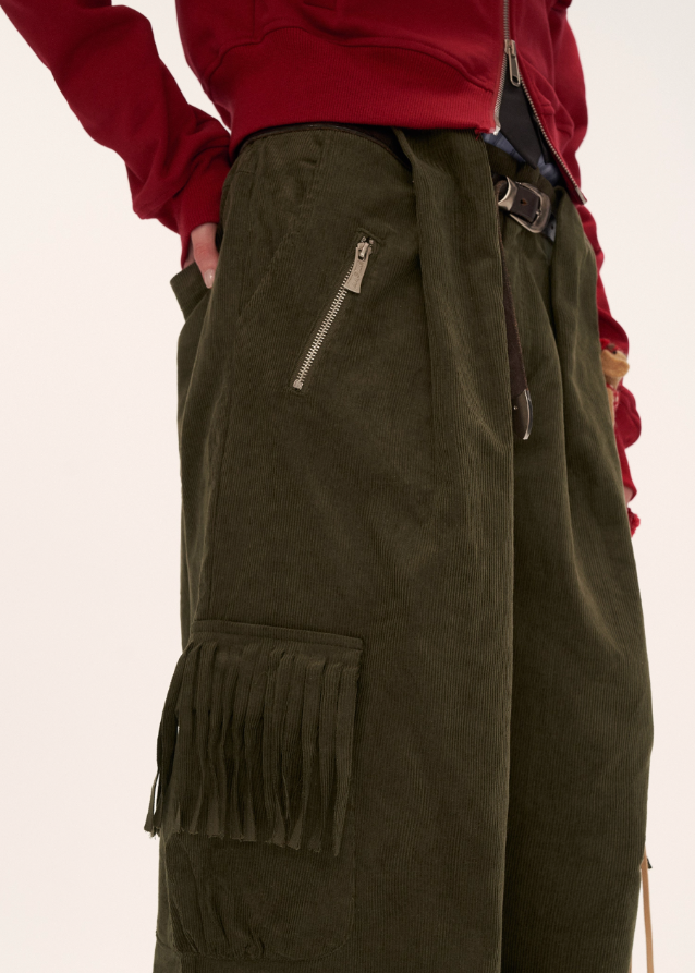 fringe pocket corduroy pants, retro corduroy trousers women, loose straight fall pants, american vintage slacks women, fw2025 streetwear pants, wide leg retro cord pants, korean retro fashion women, casual fringe pocket trousers, nowa tokyo vintage street style
