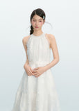 Textured Jacquard Tassel Halter Long Dress