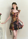 Butterfly Sleeve Tie-Dye Irregular Dress