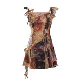 Butterfly Sleeve Tie-Dye Irregular Dress