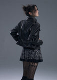 Distressed Slim Moto Leather Jacket