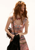 Ruffle collar flower striped short mini dress
