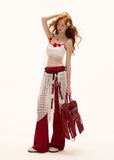 Rose hook flower camisole white layered top