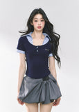 Fake Two Shoulder Short sleeved T-shirt Top