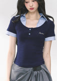 Fake Two Shoulder Short sleeved T-shirt Top
