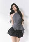 High-End Halter Neck T-Shirt Top