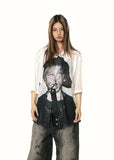 Character printed short sleeve loose shirt