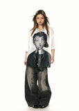 Character printed short sleeve loose shirt