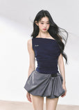 Off-Shoulder Slimming Short T-Shirt