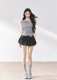 Off-Shoulder Slimming Short T-Shirt