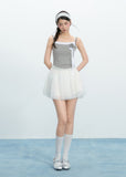 Knitted Strap Patchwork Lace Mesh Dress