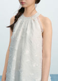 Textured Jacquard Tassel Halter Long Dress
